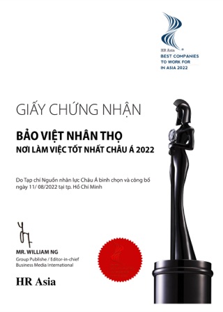 Giấy chứng nhận HR Asia 2022
