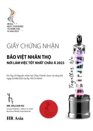 Giấy chứng nhận HR Asia 2023